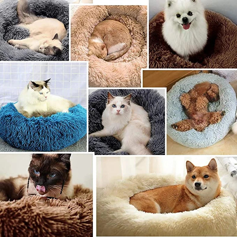 Round Plush Dog Bed for Dogs or Cats
