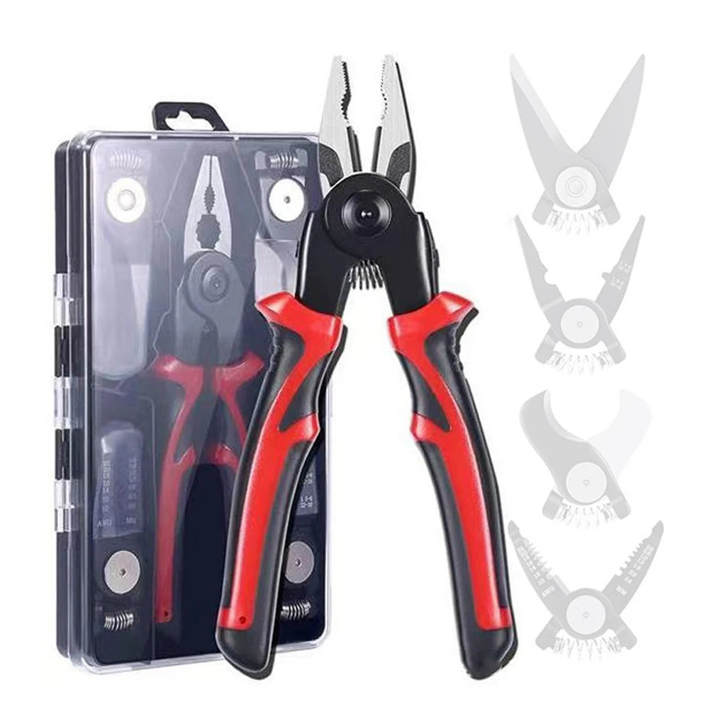 Multifunctional 5 in 1 Steel Pliers Interchangeable Head Special For Electricians