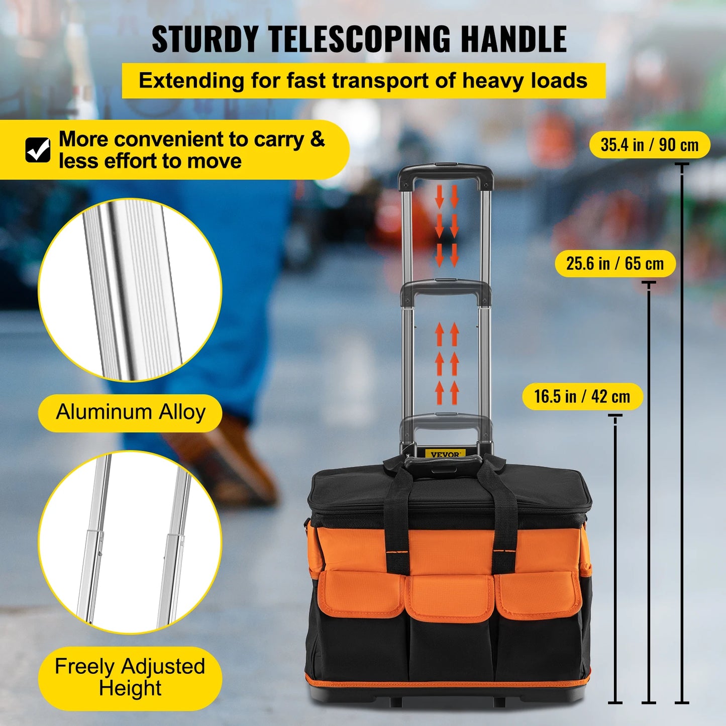 20in Rolling Tool Bag, Portable Wheeled, Folding, Large, Thick and Waterproof