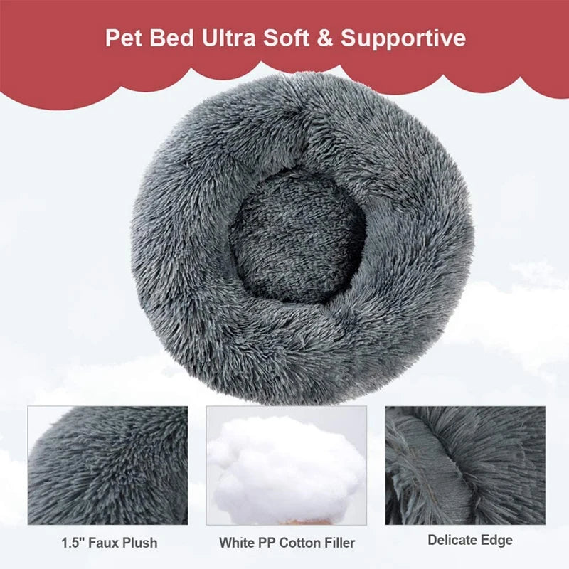 Round Plush Dog Bed for Dogs or Cats