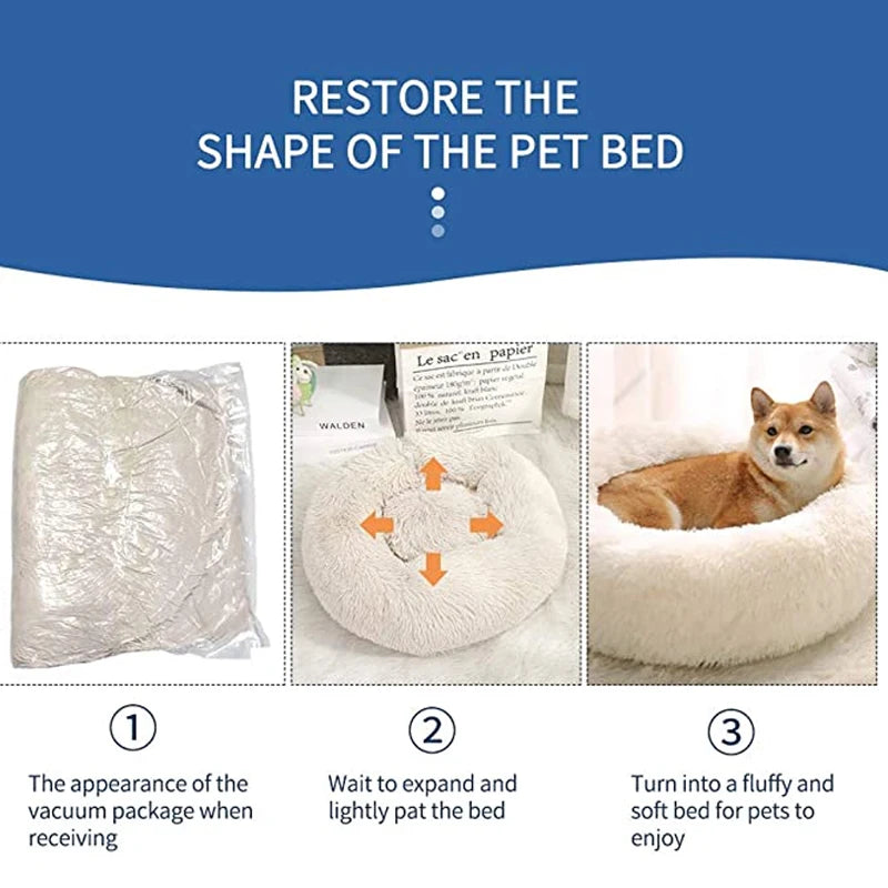 Round Plush Dog Bed for Dogs or Cats
