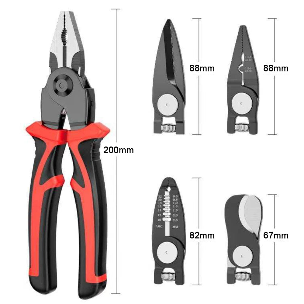 Multifunctional 5 in 1 Steel Pliers Interchangeable Head Special For Electricians