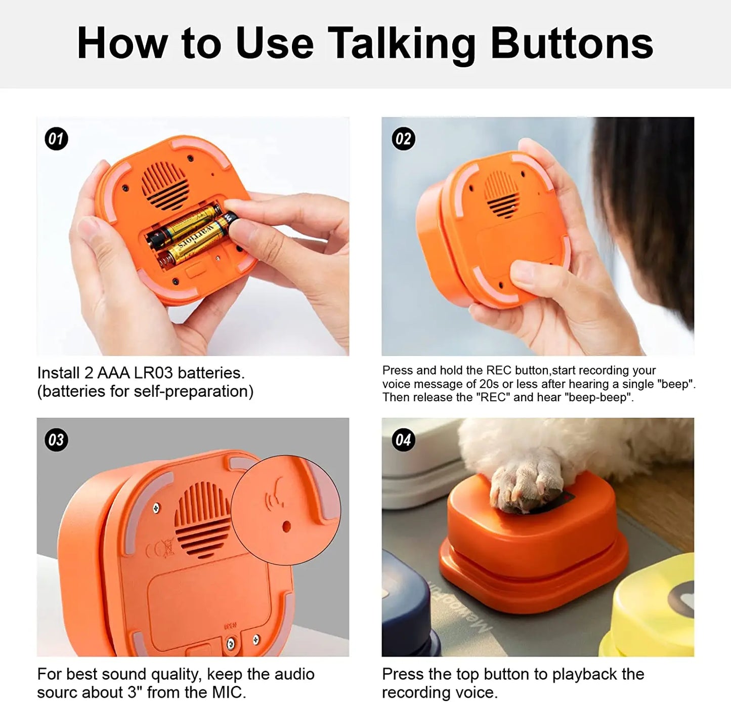 Dog Button Vocal Training Interactive Toy Bell Ringer