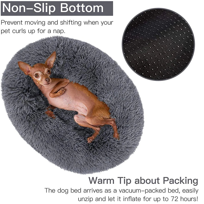 Round Plush Dog Bed for Dogs or Cats