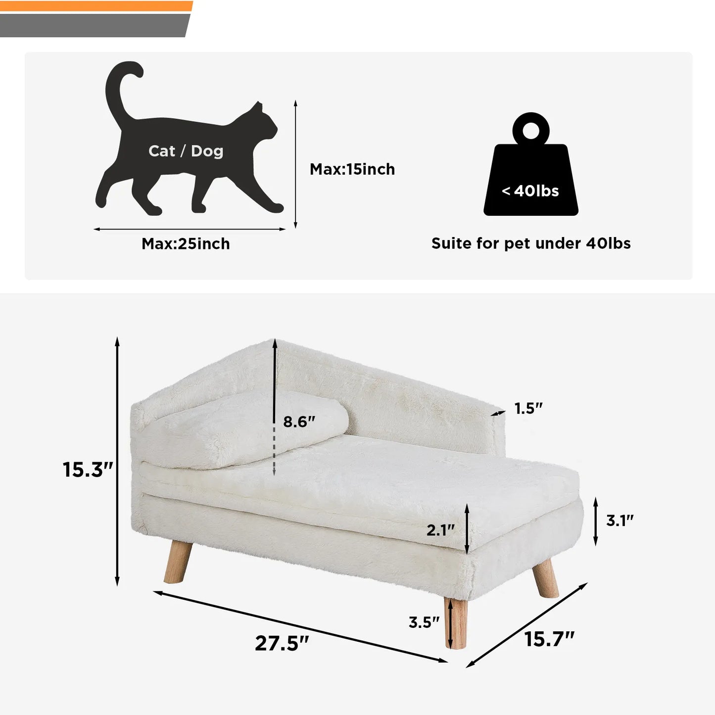 Waterproof Elevated Pet Bed with Cozy Pad for Small Dogs and Cats