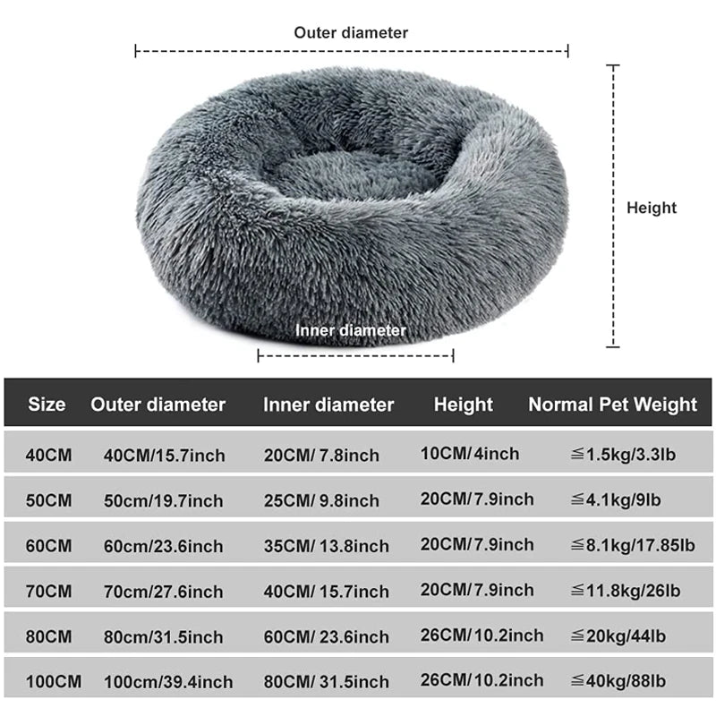 Round Plush Dog Bed for Dogs or Cats