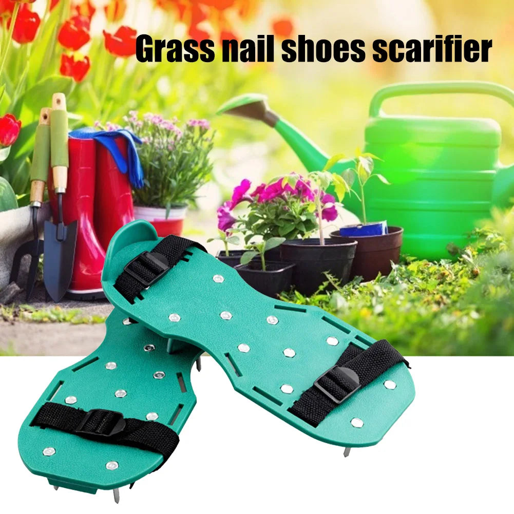 Garden Lawn Aerator Spikes Shoes Cultivator Scarification Nail Tool